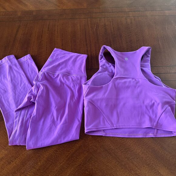 lululemon athletica Tops - Lululemon Purple Leggings & Tank Set Size 8 Top 8 Pants 8 Workout Yoga